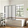 Jaxguom Parete doccia per vasca da bagno, 120 x 140 cm, pieghevole in 3 | telaio nero, pannello in plastica con motivo a goccia, per bagno, vasca da bagno, paraspruzzi, decorativo, infrangibile