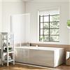 Jaxguom Parete doccia per vasca da bagno, 100 x 140 cm, 2 pezzi, pieghevole | Telaio bianco, pannello in plastica con motivo a goccia, per bagno, vasca da bagno, paraspruzzi, decorativo, infrangibile