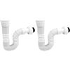 Fousenuk Sifone Lavabo Bagno, Tubo Scarico Lavandino Flessibile, Scarico da Cucina Lavello, Tubo di Scarico a Sifonato Plastica per Fognature, Estensibile da 300 a 730 mm (Confezione da 2)