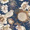 ReWallpaper Vintage Carta Autoadesiva Blu per Mobili Bagno Pellicola Adesiva Fantasia con Fiori e Uccelli Dorata Blu Carta Parati Adesiva Muro Soggiorno Camera Da Letto 44.5CMx3M