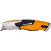 Fiskars Taglierino Universale di Sicurezza Pro con Lama Retrattile | Lunghezza 17,7 cm, Acciaio Inox/Plastica, Nero/Arancione, CarbonMax, 1062938