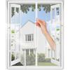 MAGICDOOR Zanzariera Finestra 100x110cm, Bianco Rete Resistente Tenda Zanzariere Balcone per Gatti Anti Graffio Gatto, con Doppia Testa Cerniera Lampo, Nastro Adesivo 2cm