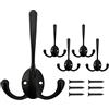 Mokife Ganci Appendiabiti Vintage, 5 Pezzi Neri Ganci Attaccapanni da Muro Rustici Metallo Gancio Tripli per Ingresso Cucina Camera da Letto Bagno Ufficio Toilette