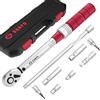 VANPO Chiave Dinamometrica 3/8'', 5-60Nm Torque Wrench Manutenzione Set | Precisione ± 3% con 25cm Barra di Prolunga, Giunto Universale, Presa Magnetica per Candele, Torx e Presa para Moto e Bici