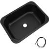 Fuerdich Lavello da cucina per roulotte, lavello nero da 12 litri, 15 x 11 x 5,7 pollici, lavello in acciaio inox con foro di scarico da 40 mm, lavello da cucina adatto per yacht, roulotte