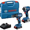 Bosch Professional 18V System Avvitatore con percussione a batteria GDR 18V-215 + Trapano-avvitatore GSB 185-LI (incl. 2 batterie GBA 18V 2.0Ah, caricabatteria GAL 18V-20, valigetta)
