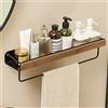 VFBCRDSJ Mensola per Doccia, Mensola da Bagno in Noce, Mensola Organizer, Mensole Sospese, Mensola Rettangolare a Parete, Multifunzionale, Bagni, Cucine, Camera da Letto, con Portasciugamani, Portaogg
