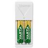 VARTA Caricabatterie, incl. 2X AA 2100mAh, caricatore batterie per pile ricaricabili, carica 2 AA/AAA contemporaneamente, Mini Charger