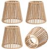 BORDEAG 4 paralumi in rattan, stile boho, 10 x 14 x 14 cm, per lampada a sospensione, piccolo E27 E26, per lampada da terra, lampada da tavolo, lampadari a sospensione, lampade a specchio