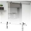 CCJH Kit Porta Scorrevole da 6FT / 180 cm con Binario Scorrevole, Acciaio inossidabile Armadi Scorrevoli Kit, per Porta Scorrevole a Vetro Singolo