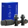 VANCOCO Grigio Antracite Valvola Radiatore Angolare H, Attacco Centrale 50mm Universale con Testa Termostatica