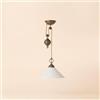 arterameferro Lampadario a sospensione in ottone con catenae Contrappeso Sali/scendi e piatto ceramica30 cm