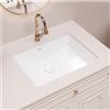 SmartSylva Lavabo rettangolare da bagno, 45,7 x 35,5 cm, in ceramica, colore: bianco lucido