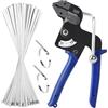 TXHKNX Pinza per Fascette Metalliche Autobloccante con 200 pezzi Fascette stringitubo in Acciaio Inox, pistola per fascette in metallo per tensionare e tagliare le fascette, adatta per cavi e tubi