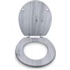 Topolenashop Copriwater Universale In MDF Grigio Effetto Legno Con Cerniere In Acciaio, Sedile WC Moderno Resistente Con Fissaggio Regolabile, Tavoletta WC Per Bagno | 94103