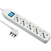 Electraline 62070 Multipresa 5 posti polivalenti (schuko + 10/16A) con Interruttore-Cavo 1,5 m Bianco