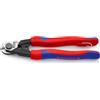 KNIPEX Cesoia per funi in acciaio forgiata rivestiti in, 95 62 190 T | materiale bicomponente, con anello di fissaggio incorporato per agganciare una