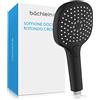 Bächlein Soffione Universale - Soffione con 3 Tipi di Getto, Facile da Cambiare con un Pratico Pulsante - Soffione Quadrato Nero Opaco - Doccia a Mano con Attacco Standard G 1/2