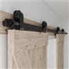 BONIKLUBA Binario per Porta Scorrevole Doppia 244cm Kit Porta Scorrevole Nera per 2 Porte Scorrevoli Interno Esterno Muro 61cm Larga, Piccola Ruota T-forma