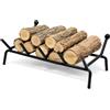 Virsus Brucialegna da Camino in ferro battuto con spessore 1,3 cm, colore nero con sfumature, 5 barre distanziate, braciere per legna, poggialegna resistente per brace, fuoco costante (50x21,5x16 cm)