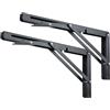 Toirxarn Staffe pieghevoli resistenti per mensole da 35,5 cm, capacità di carico di 150 kg, staffe angolari regolabili in acciaio laminato a freddo nero - 2 supporti per banco da lavoro da parete con