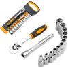 Avilia Set di Chiavi Industriali e Cricchetto con Estensione - Kit Cricchetto con 12 Bussole 4-14mm, Manico Ergonomico, in Acciaio al Cromo Vanadio