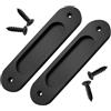 Litoexpe - 2 maniglie a incasso per porte scorrevoli da 15 cm, maniglie per ante ovali in lega di alluminio con impugnatura a filo e 4 viti per ante scorrevoli, cassetti, armadi da garage (nero)