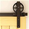 BONIKLUBA Binario per Porta Scorrevole 244cm Kit Porta Scorrevole Nera per 1 Porte Scorrevoli Interno Esterno Muro 122cm Larga, Grande Ruota J-forma