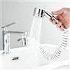Generic Adattatore di estensione per rubinetto con soffione doccia a trazione e tubo flessibile avvolto per lavandino, bagno, lavabo, risciacquo, argento