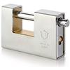 F.T. BUNKER - Lucchetto Rettangolare Antiscasso Corazzato Corazza Integrale in Acciaio 93mm Chiave Classica, 3 chiavi