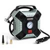 KOMBO - Compressore Auto 12V Portatile - Gonfiatore Pneumatici con Manometro Analogico, Max 160 PSI, Accendisigari e 3 Adattatori, Mini Compressore