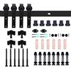 CCJH Binario per Porta Scorrevole Kit Doppia Anta Esterno Muro 12.6FT-386cm in Stile Rustico Classico Rulli Forma Hardware in Acciaio al Carbonio Nero