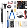 Gbformat Saldatore a Stagno Kit 100W LCD Temperatura Regolabile 180-520℃ Stagnatore Elettrico con Multimetro Digitale/4 Punte/Supporto/Filo per Saldatura/Pompa Dissaldante e Pinzette per Riparazioni Elettriche