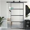 Gecheer Porta,Scorrevole,in Vetro ESG e Alluminio,Nero e semi-smerigliato,102,5x205 cm,Porta Sorrevole,Porta Scorrevole in Vetro e Alluminio