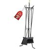 OWIJI MOHOME Set Camino Attrezzi Kit 5 Utensili Durevoli Made in Italy 25x70 cm Resistenti al Calore Scopino Attizzatoio Paletta Pinza Portattrezzi Accessori Caminetto Stufa a Legna con Manici