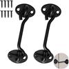SSHUIKKAI 2 ganci tempesta con occhiello, gancio tempesta in acciaio inox, colore nero, per porta basculante in legno, persiane in legno, con 8 viti di montaggio (10 cm)
