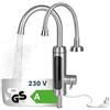 MAXXMEE Rubinetto elettrico in acciaio inox con scaldabagno integrato, rubinetto con spirale di riscaldamento e indicatore di temperatura a LED, 2 rubinetti intercambiabili, acqua calda a oltre 60 °C,