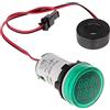 Gebildet Tester di Tensione di Corrente CA da 22mm con Display a LED a 2 Cifre Voltmetro Multifunzione Amperometro Multimetro Pannello AC 50-500V 0-100A (Verde, Rotondo)