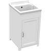 GLOUPIE Mobile Lavatoio Salvaspazio Wash In Resina Bianco Con 1 Anta Con Vasca Di Lavaggio Antiacido, L 45 x P 50 x H 85 cm, Completo Di Asse Lava Panni E Kit Di Scarico, Made In Italy