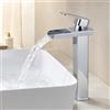 HOMELODY Rubinetto da bagno a cascata, miscelatore monocomando in ottone con beccuccio, altezza 260 mm, moderno miscelatore per lavandino, a risparmio energetico, cromato