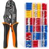 Dechengbao - Pinza crimpatrice isolata, 0,5-1,5/1,5-2,5/4-6 mm² (A.W.G. 20-10), con 370 terminali. Adatto per riparazioni di cavi elettrici, ecc. Kit di crimpatura per terminali