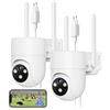 NUASI 4G LTE Telecamera con Sim Esterno 2K | 【2 Pezzi】 Videocamera Sorveglianza PTZ 360°, con AI Rilevamento Umano e Visione Notturna a Colori, Audio Bidirezionale