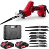 Worshow Sega a Gattuccio 21V, 0-4000 RPM, Seghetto Elettrico a Batteria a Velocità Variabile con 2 x 2.0Ah Batteria, Sega Elettrica con 8 Lame per Tagliare PVC/Legno/Metallo - Rosso
