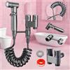 Generic Kit spruzzatore per bidet portatile con tubo flessibile a bobina e adattatore a doppia valvola, spruzzatore a getto per doccia, include nastro sigillante filettato, grigio