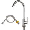SLIAXINT rubinetto acciaio Inox lavello cucina girevole a 360°, con flessibili 60cm | rubinetto solo acqua fredda rubinetti acciaio inox con cartuccia in ceramica per Bagni, Cucine, lavatoio & esterno