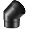 MAKA change your life quality MAKA Curva 45 Gradi Canna Fumaria Legna Nero Ø 130 mm | Acciaio 2,0 mm verniciatura siliconica antracite, Hu 123-147 mm, innesto a strozzatura 50 mm, canale da fumo uso interno