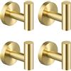 KES Ganci Portasciugamani Gancio Appendiabiti Asciugamano 4 Pacchi, Gancio da Parete Acciaio Inox SUS304 Oro Spazzolato, A2164DG-BZ-P4
