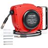 Hancaner Avvolgitubo Aria Compressa, 15 m + 1,5 m, Connettore 1/4,Girevole a 180°Staffa,Arrotolatore con Riavvolgitore Automatico e Auto-Stop per l'uso Industriale, Imprenditoriale o Domestico.