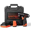 DNIPRO-M Trapano Avvitatore a Batteria 12V, Coppia 30 Nm, Mandrino Estraibile 10mm, 2 Velocità, Trapano Compatto Leggero 0.78kg per Legno e Metallo - CD-12CX