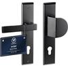 VERAMET Maniglia per Porta Maniglie Porte Esterna Pomolo Cilindro Europeo | Placca Lunga 90mm , Zinco Alluminio, Resistente alla Corrosione, Kit di Montaggio, Set Esterno ,Nero opaco, Destra - VITAY